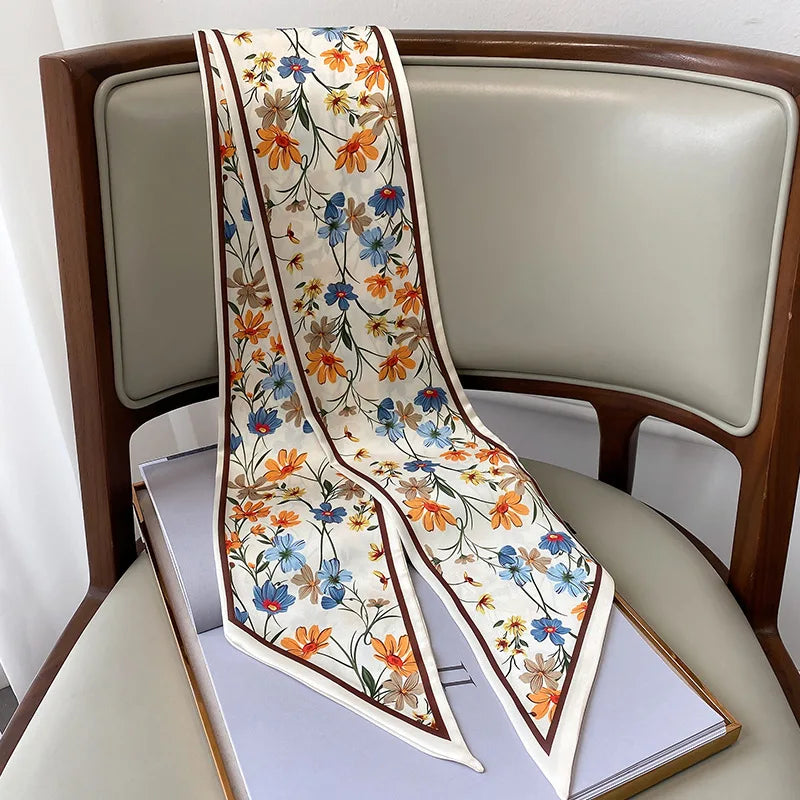 The Iris — Floral Silk-Feel Scarf