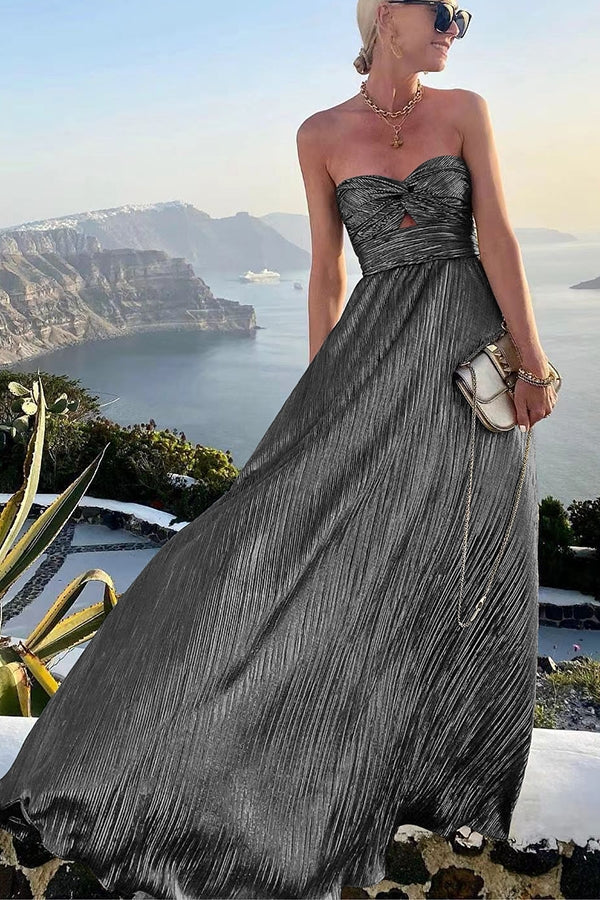 Off-Shoulder Shimmer Midi Dress