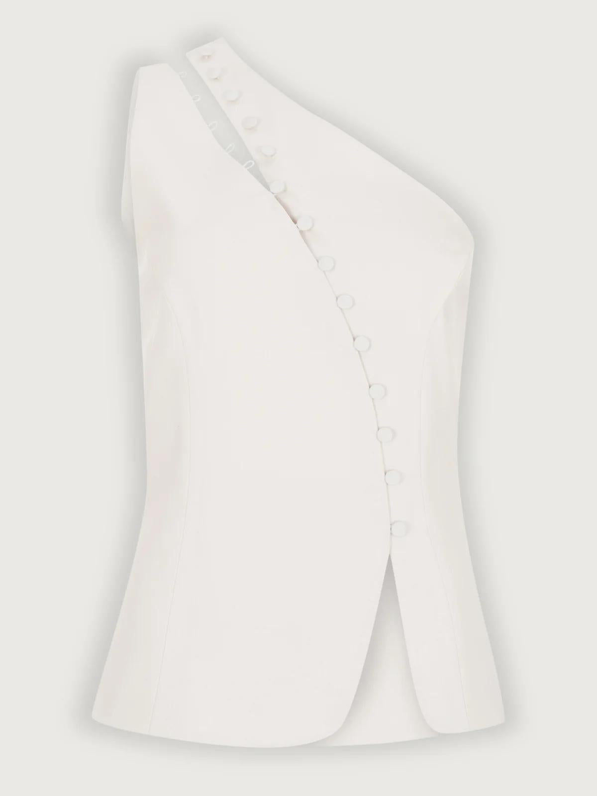 One-Shoulder Asymmetric Button Top