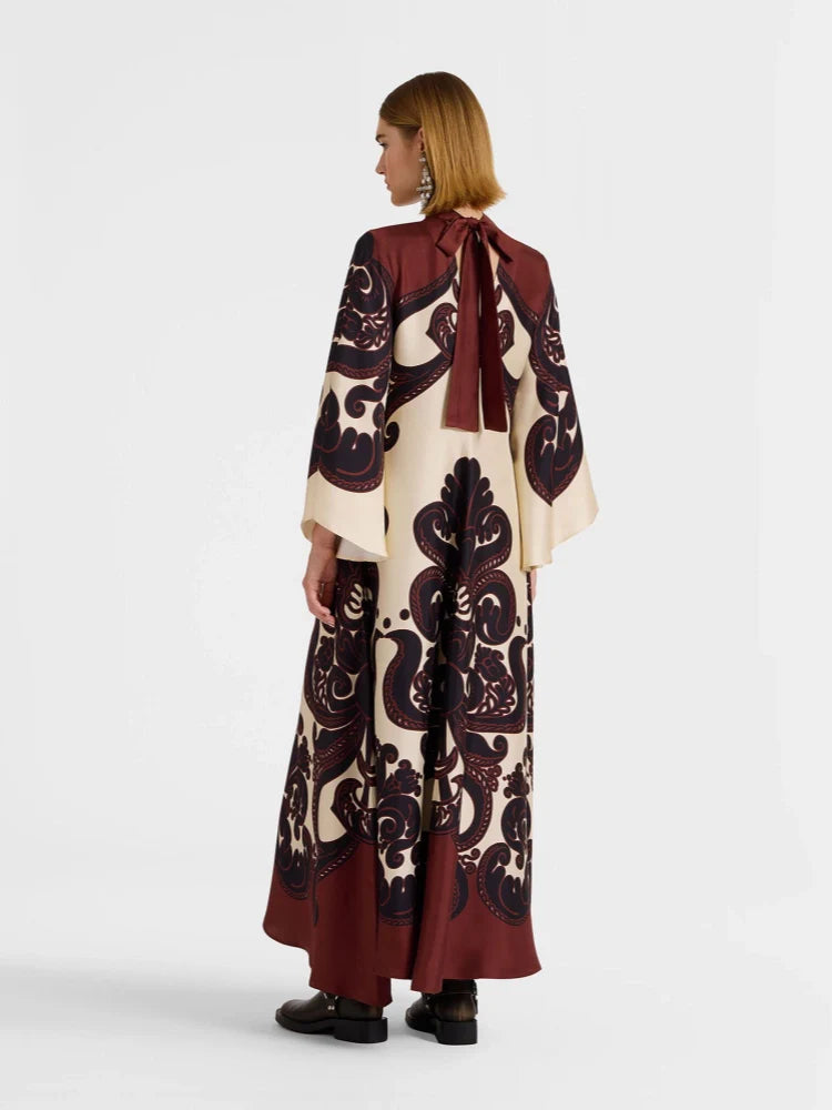 Bell-Cuff Kimono Wrap Dress