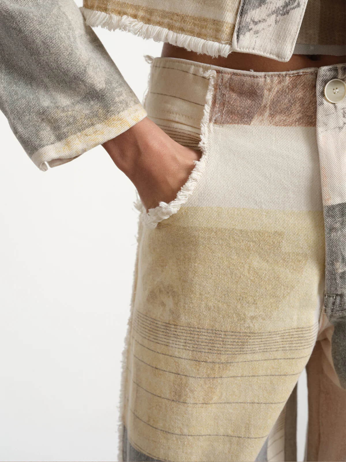 Vintage Print Wide Leg Jeans