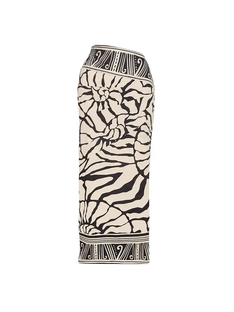 Halter Printed Swimsuit Set with Detachable Sleeves