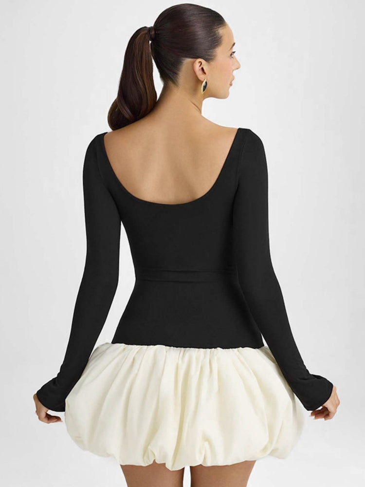 Colourblock U-Neck Mini Dress