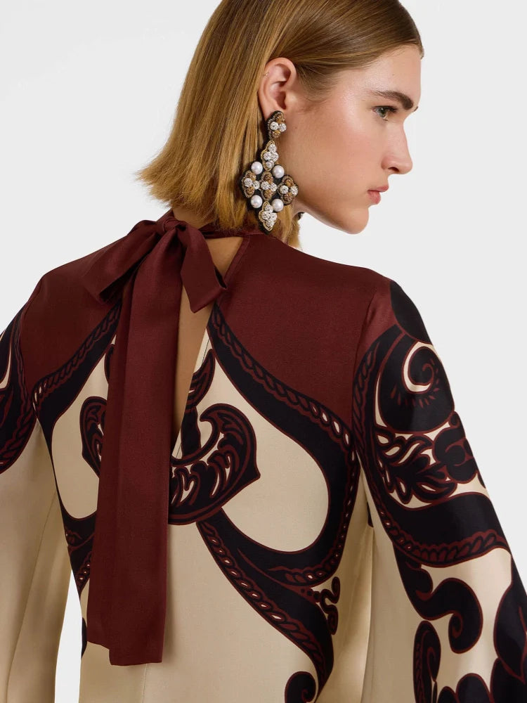 Bell-Cuff Kimono Wrap Dress