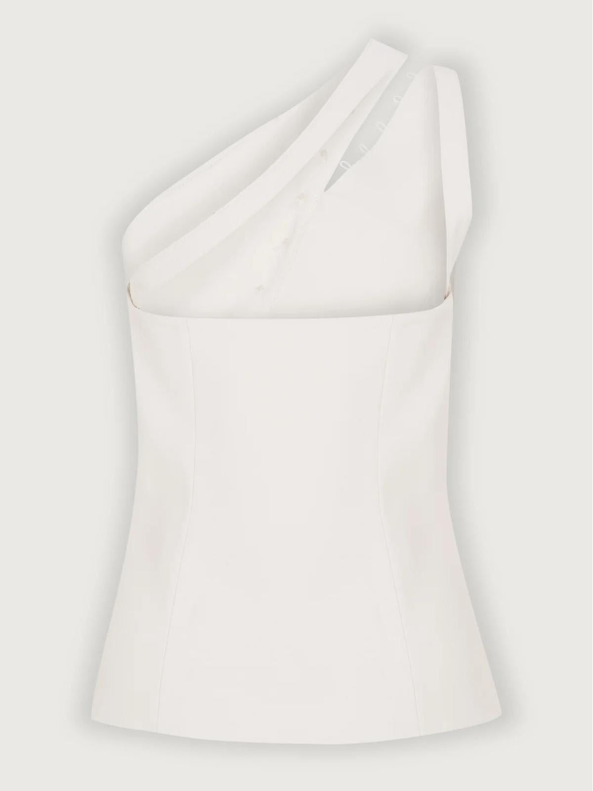 One-Shoulder Asymmetric Button Top