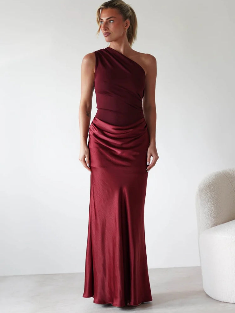 Asymmetric Diagonal Seam Cocktail Dress