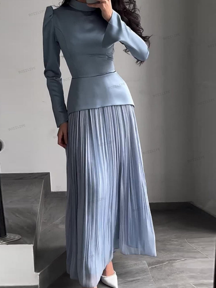 Colour Block Lace-Up Maxi Dress