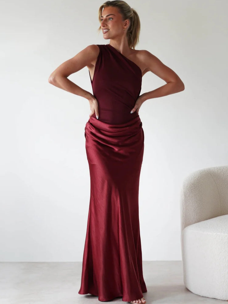 Asymmetric Diagonal Seam Cocktail Dress