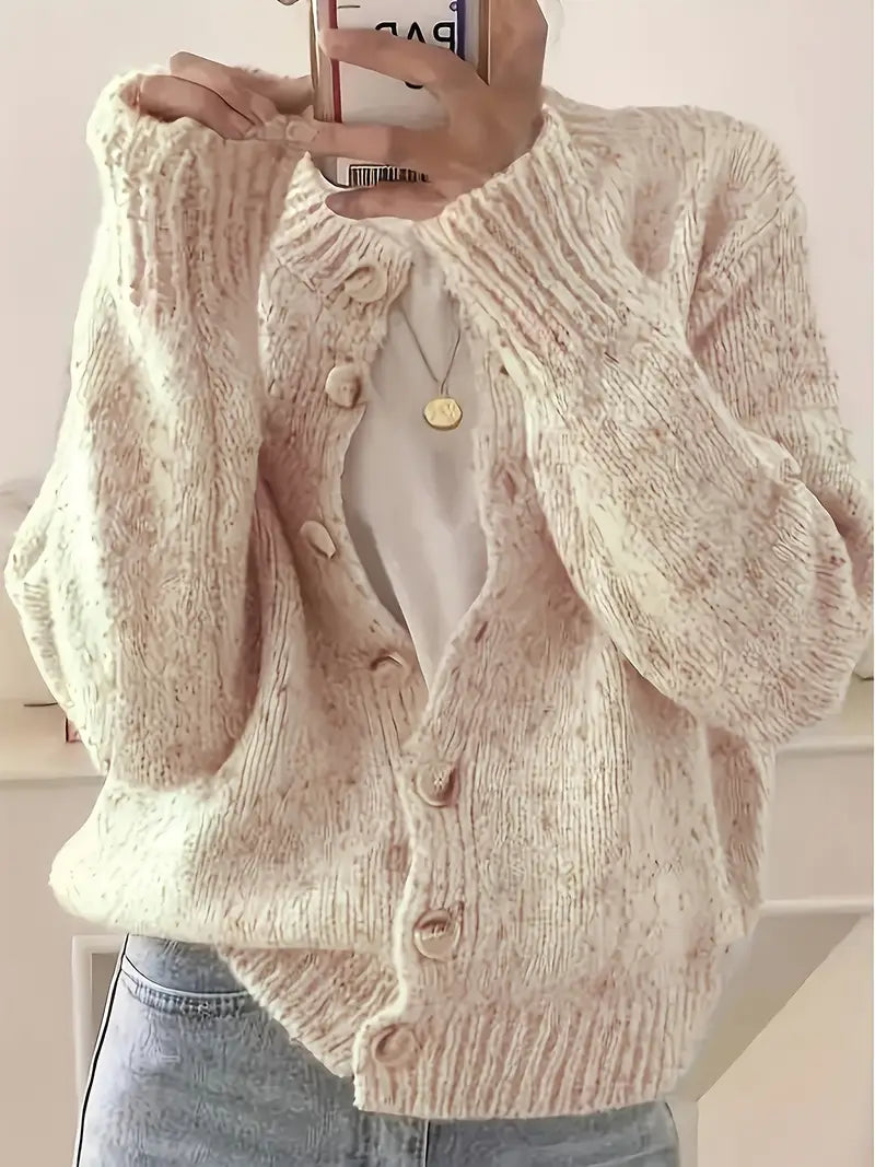 The Lucy — Oversized Chunky Knit Cardigan with Gold Buttons