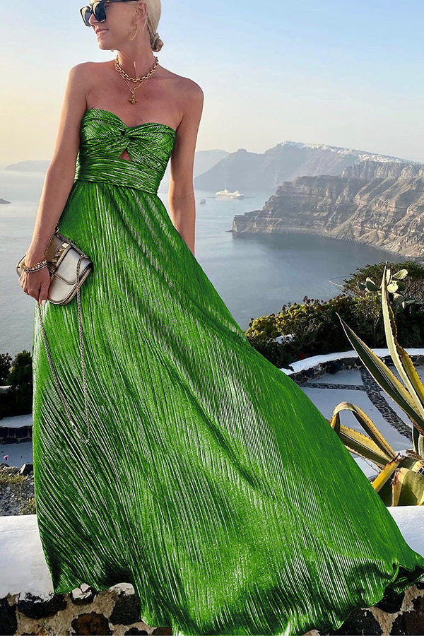 Off-Shoulder Shimmer Midi Dress