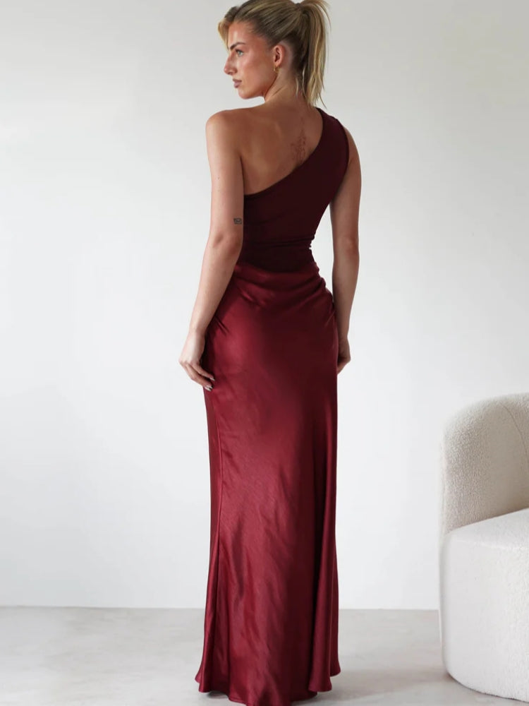 Asymmetric Diagonal Seam Cocktail Dress