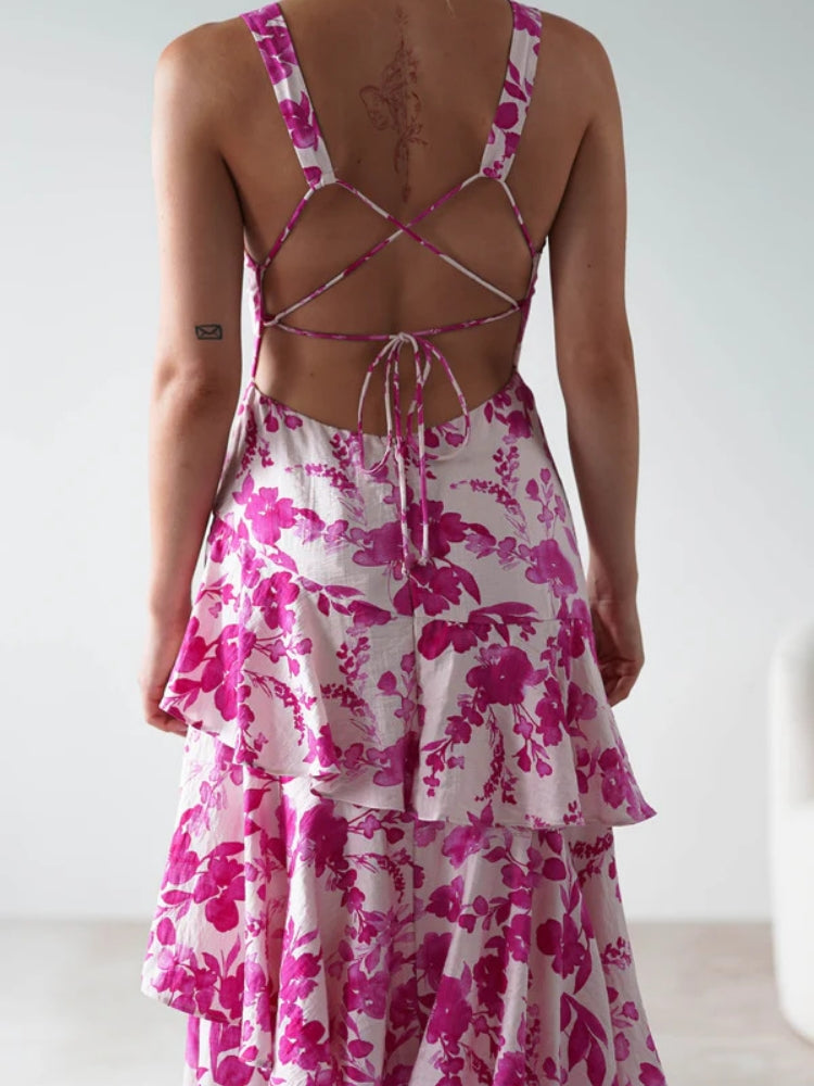 Floral V-Neck Slip Maxi Dress