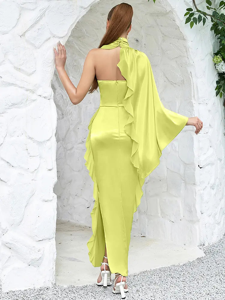 Ruffle Floral Bustier Maxi Dress