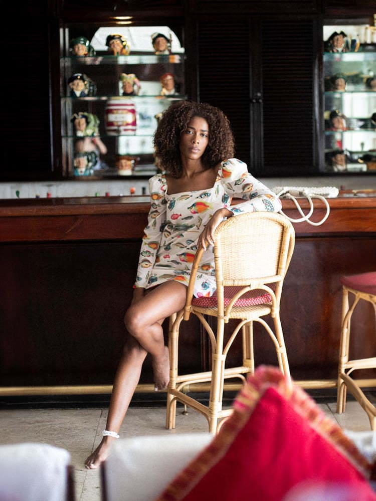 Floral Contrast Lace-Up Mini Dress