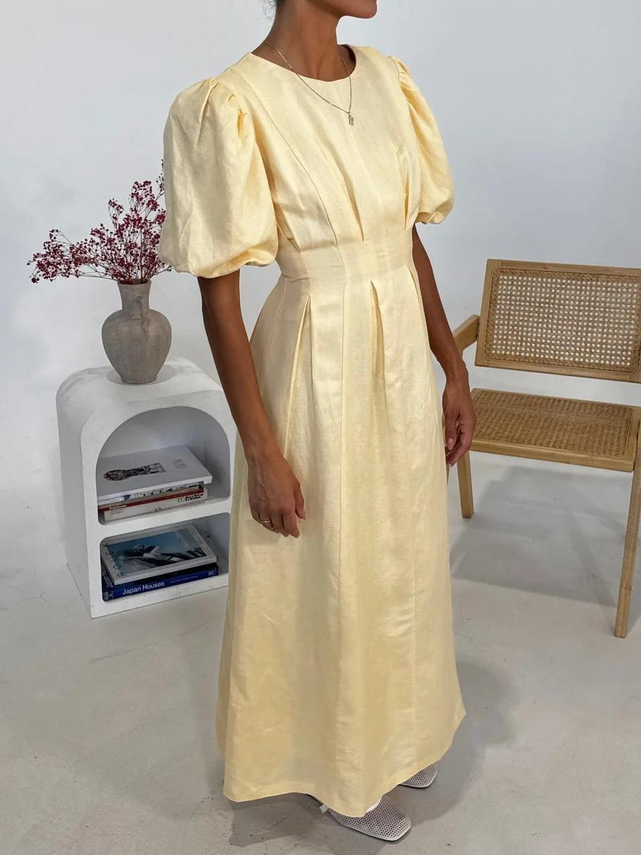 Yellow Wide-Sleeve Maxi Dress