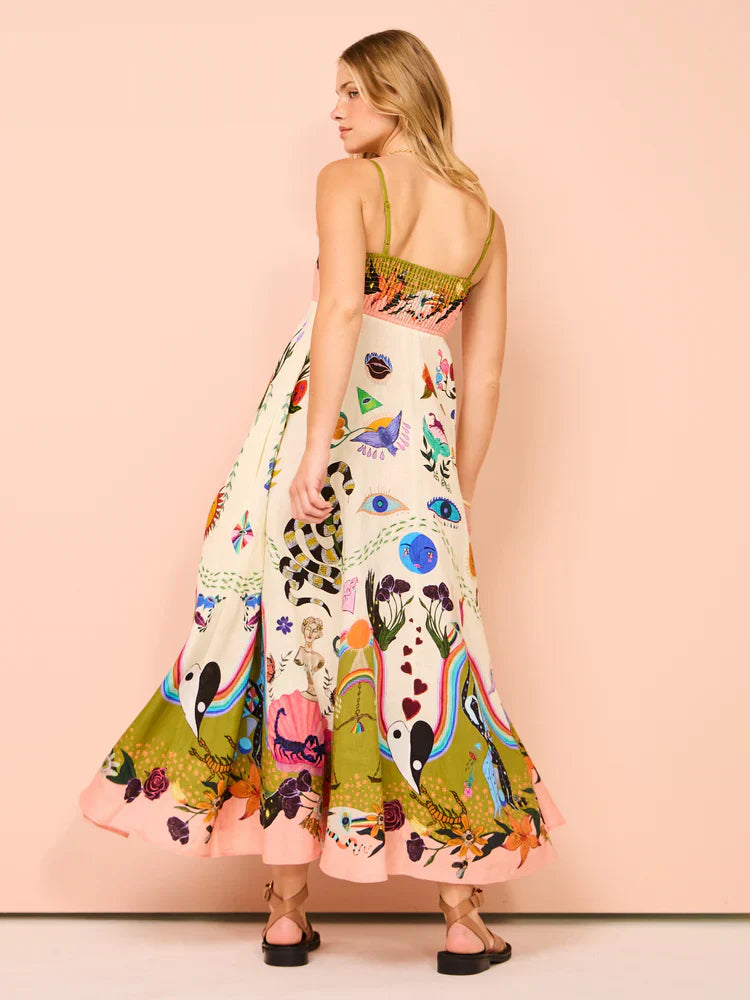 Halter Pocket Print Maxi Dress