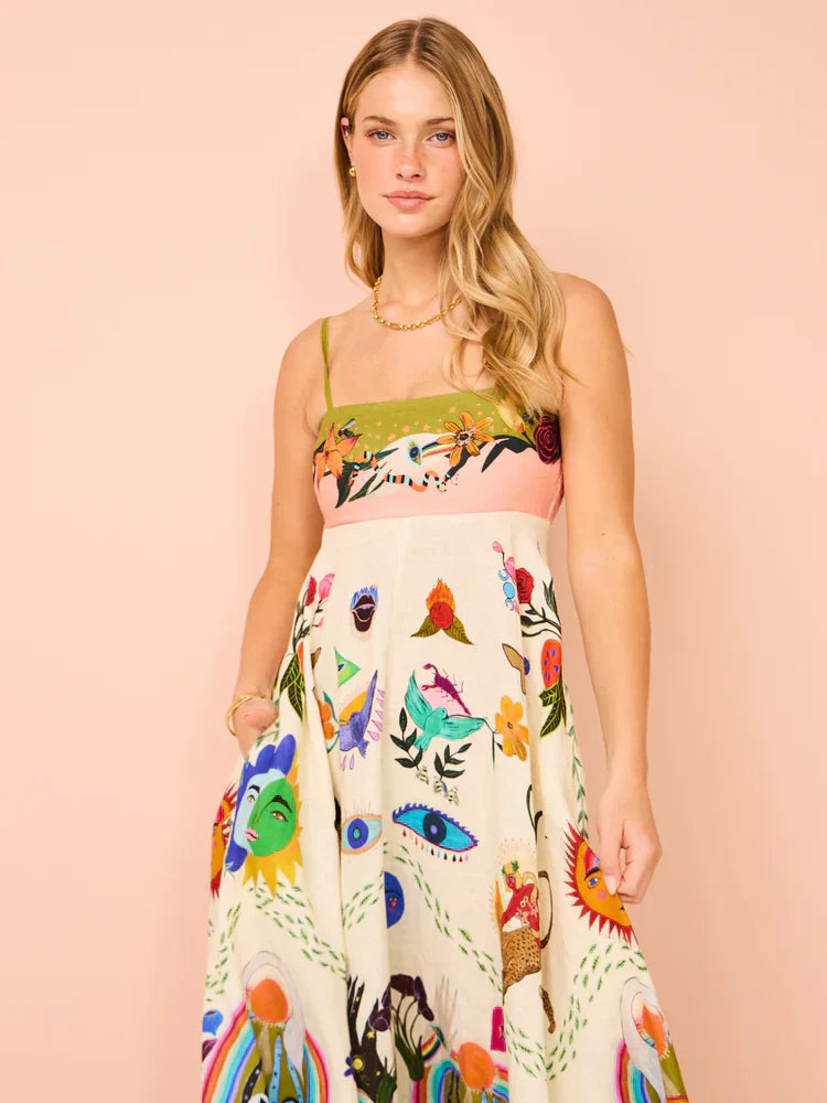 Halter Pocket Print Maxi Dress