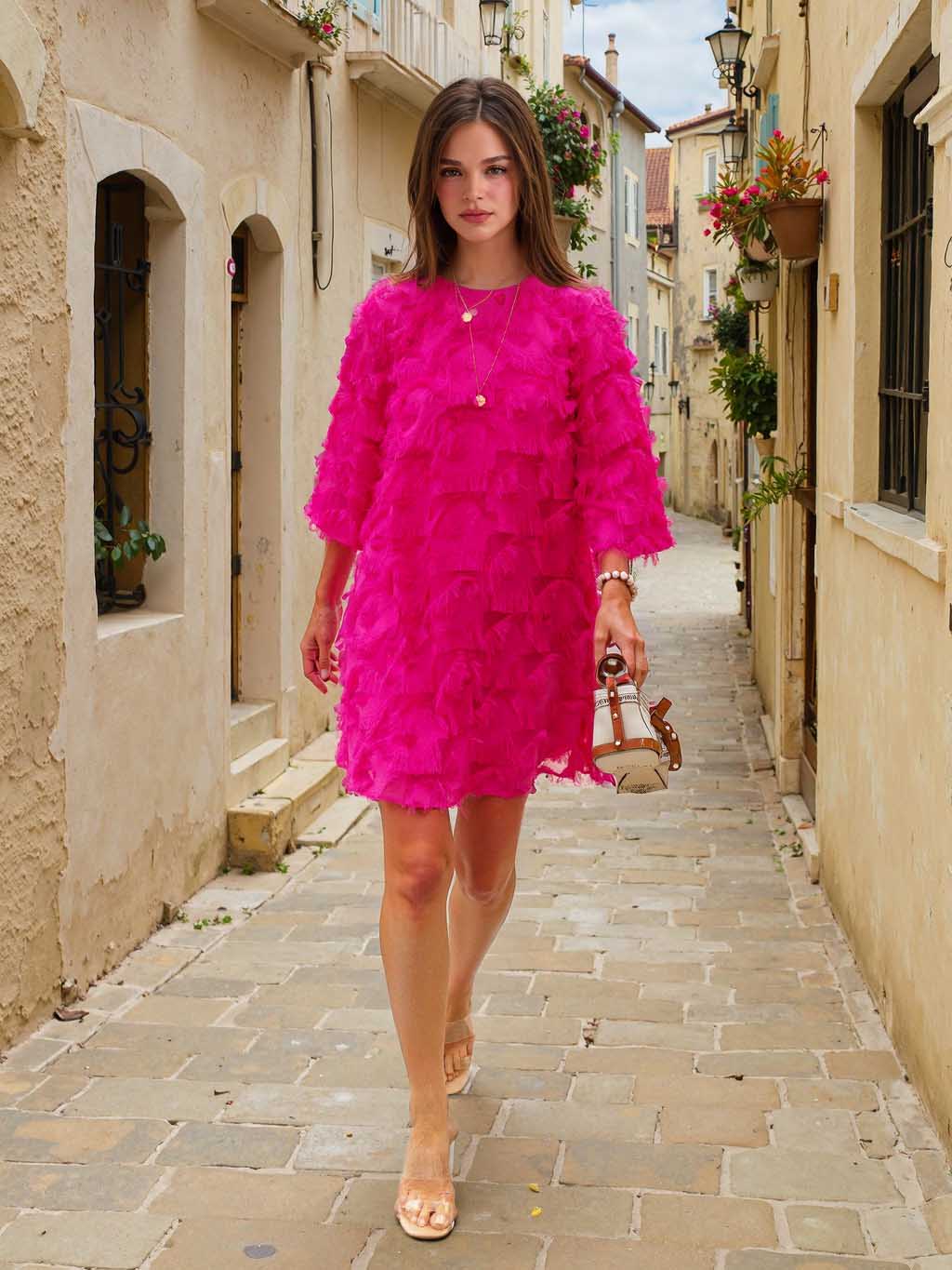 Fringe Sleeve Mini Dress