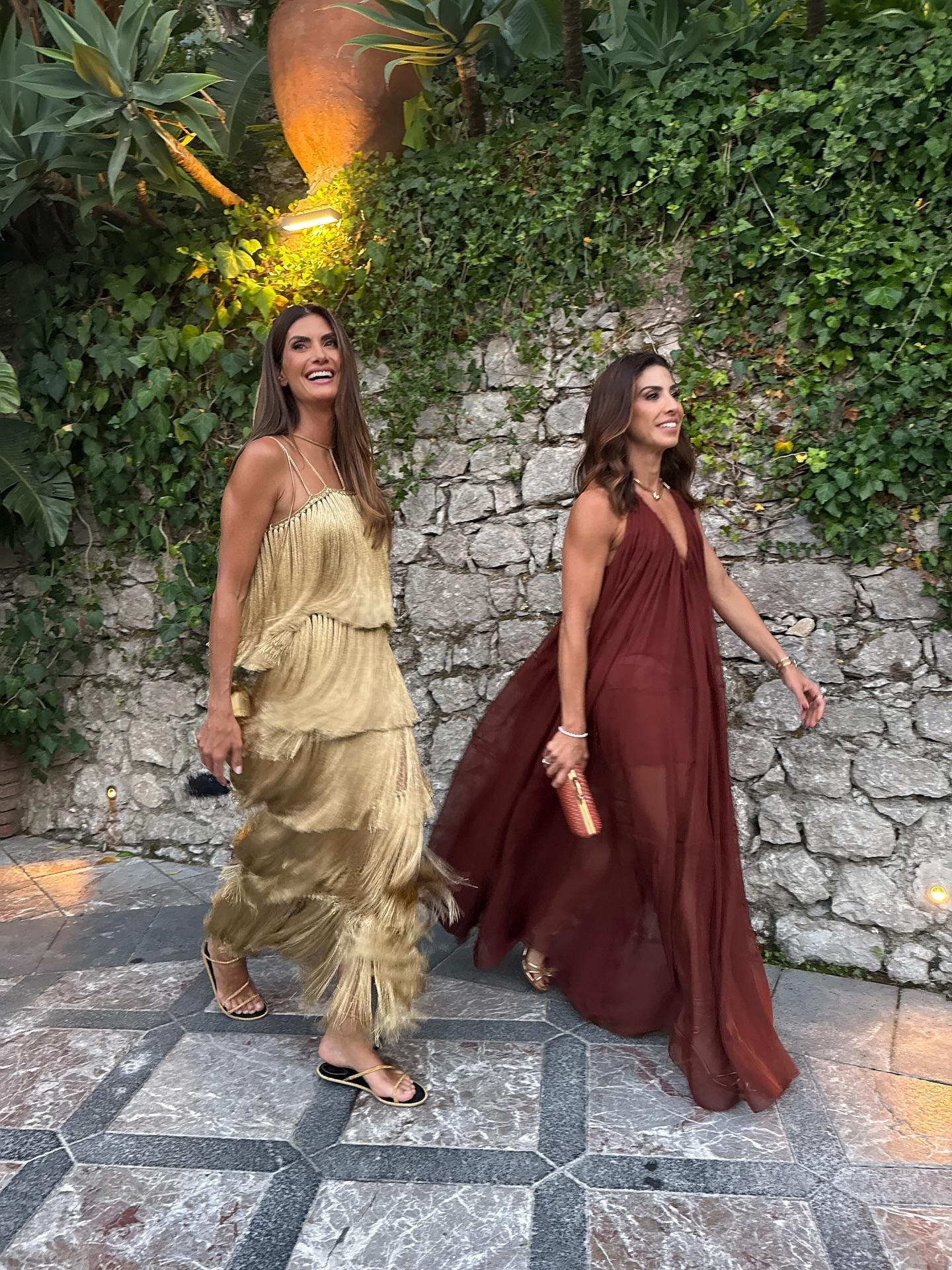 Gold Fringe Tiered Maxi Dress