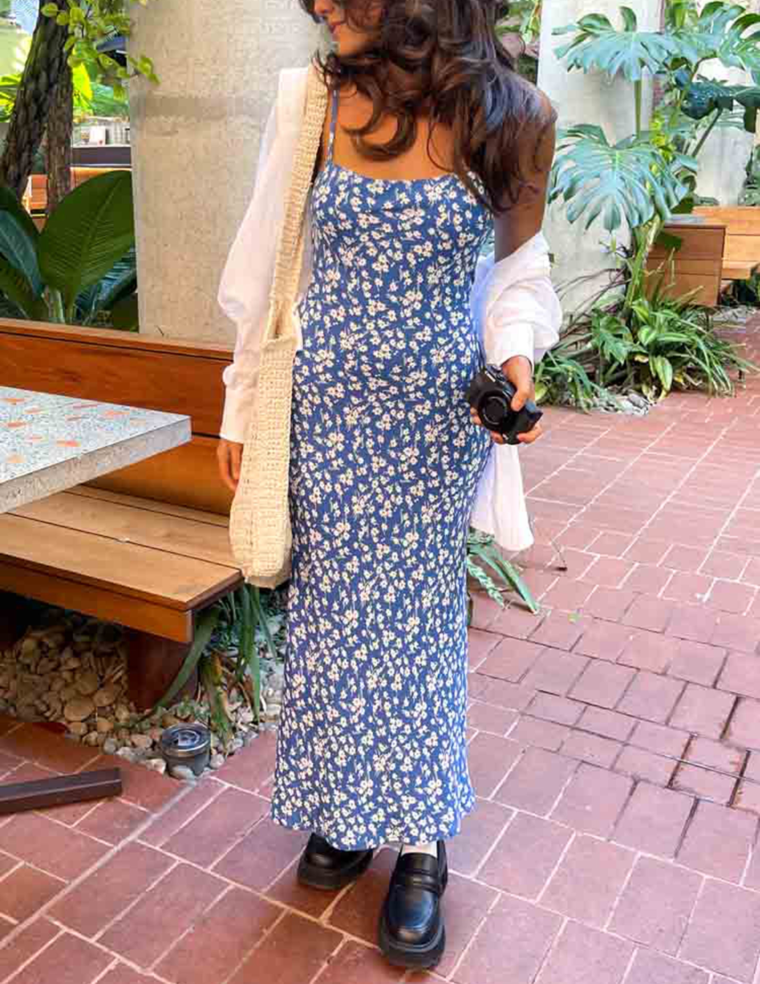 Blue Floral Midi Dress