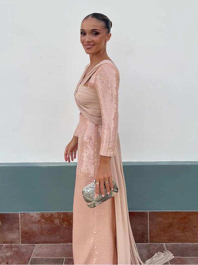 Sequin Twist Waist Maxi Gown