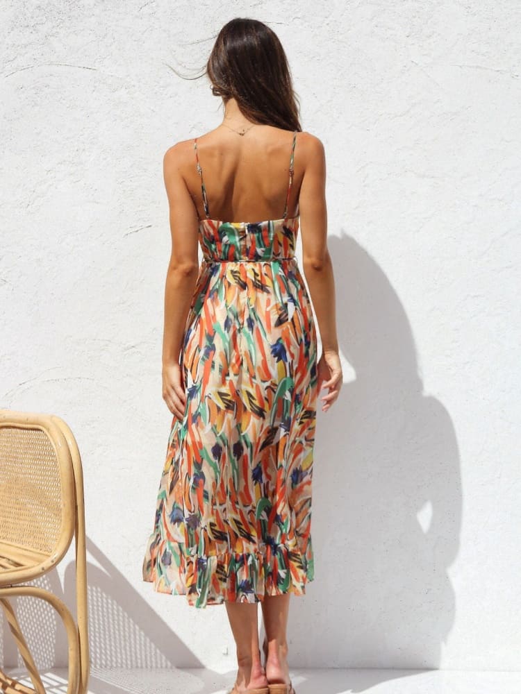 Floral Ruffle Midi Tank Dress
