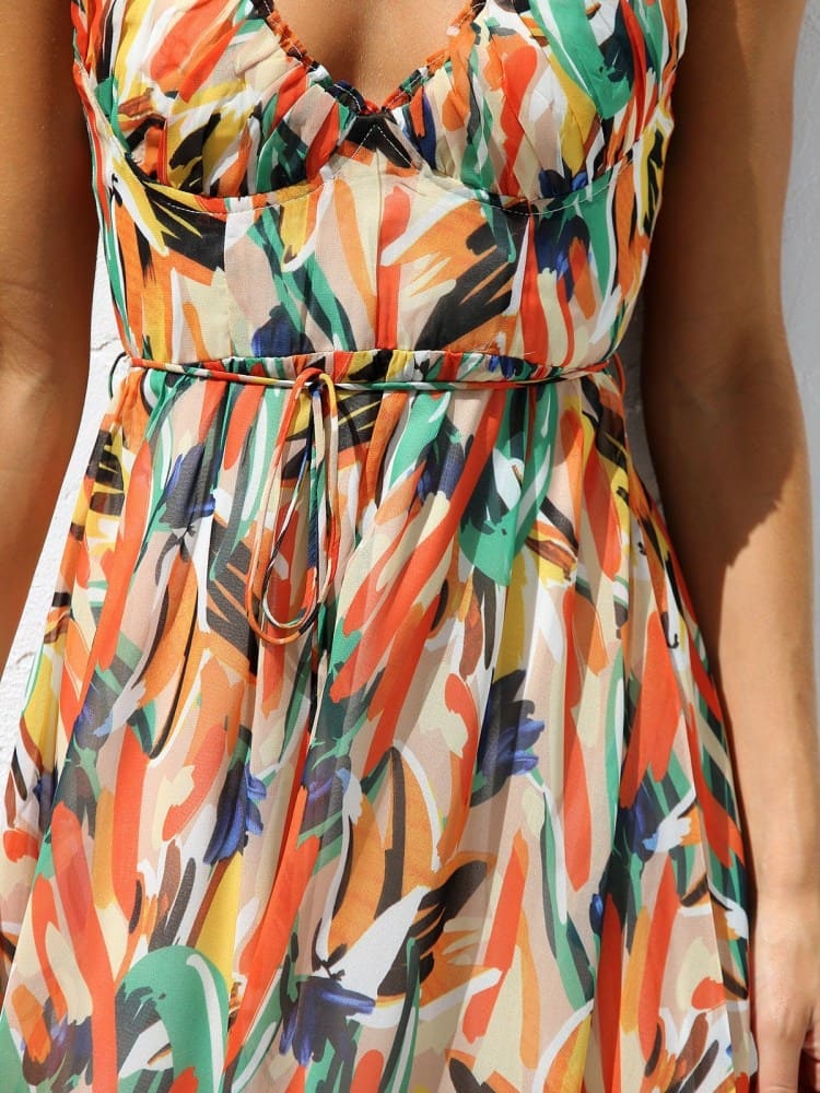 Floral Ruffle Midi Tank Dress