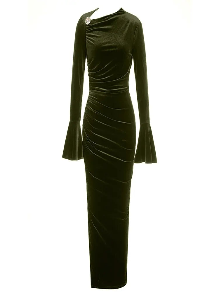 Diagonal Neckline Fitted Dress