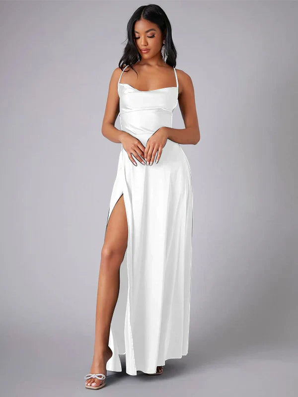 Cowl Neck Satin Maxi Dress