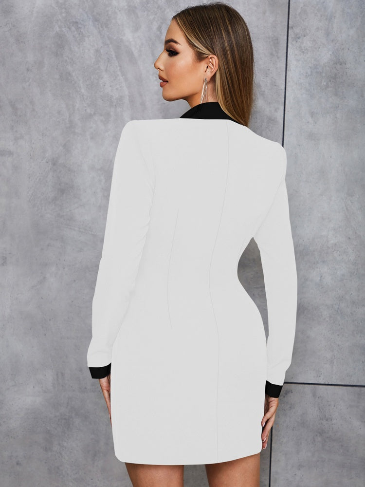 Fitted V-Neck Blazer Dress
