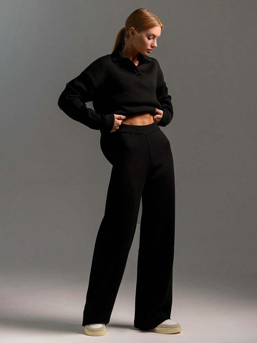 Collared Wide-Leg Lounge Set