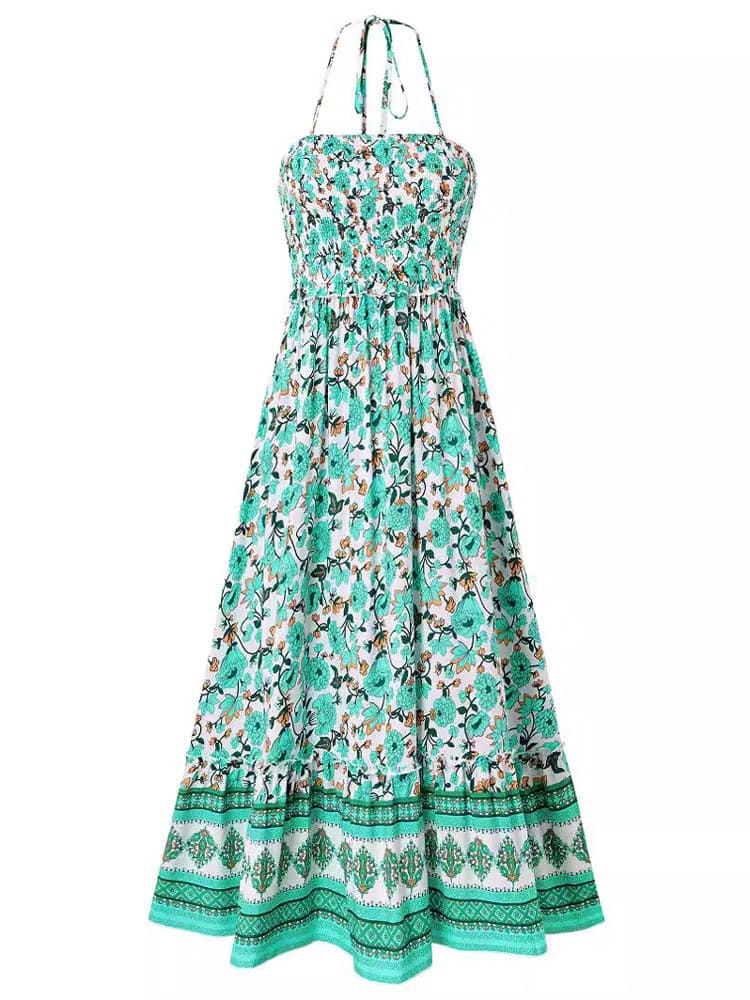 Smocked Halter Maxi Dress