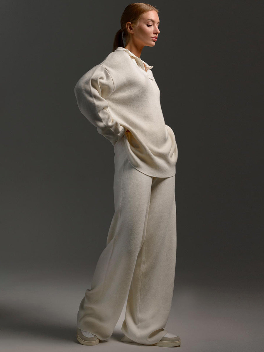 Collared Wide-Leg Lounge Set