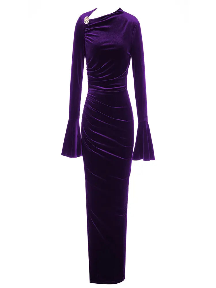 Diagonal Neckline Fitted Dress