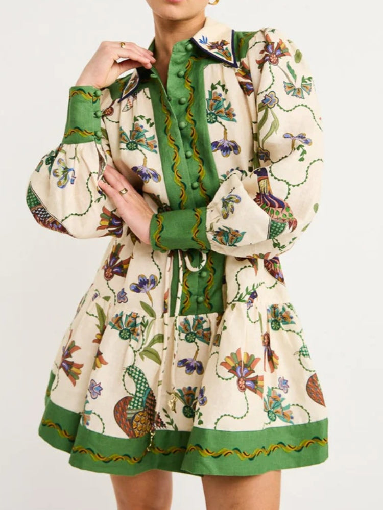 Belted Floral Mini Dress