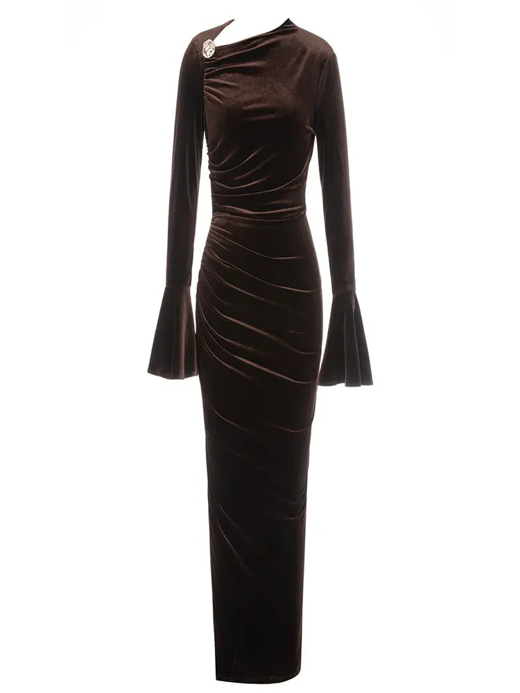 Diagonal Neckline Fitted Dress