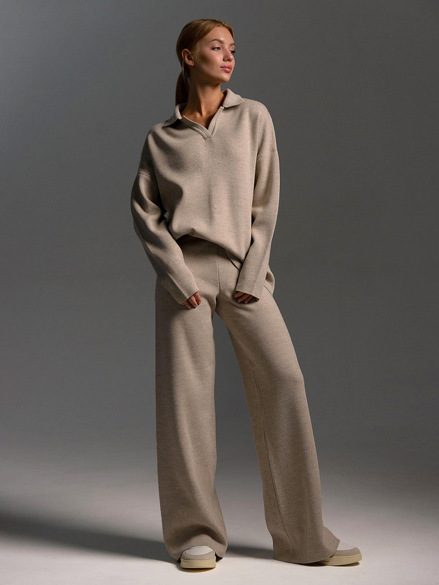 Collared Wide-Leg Lounge Set