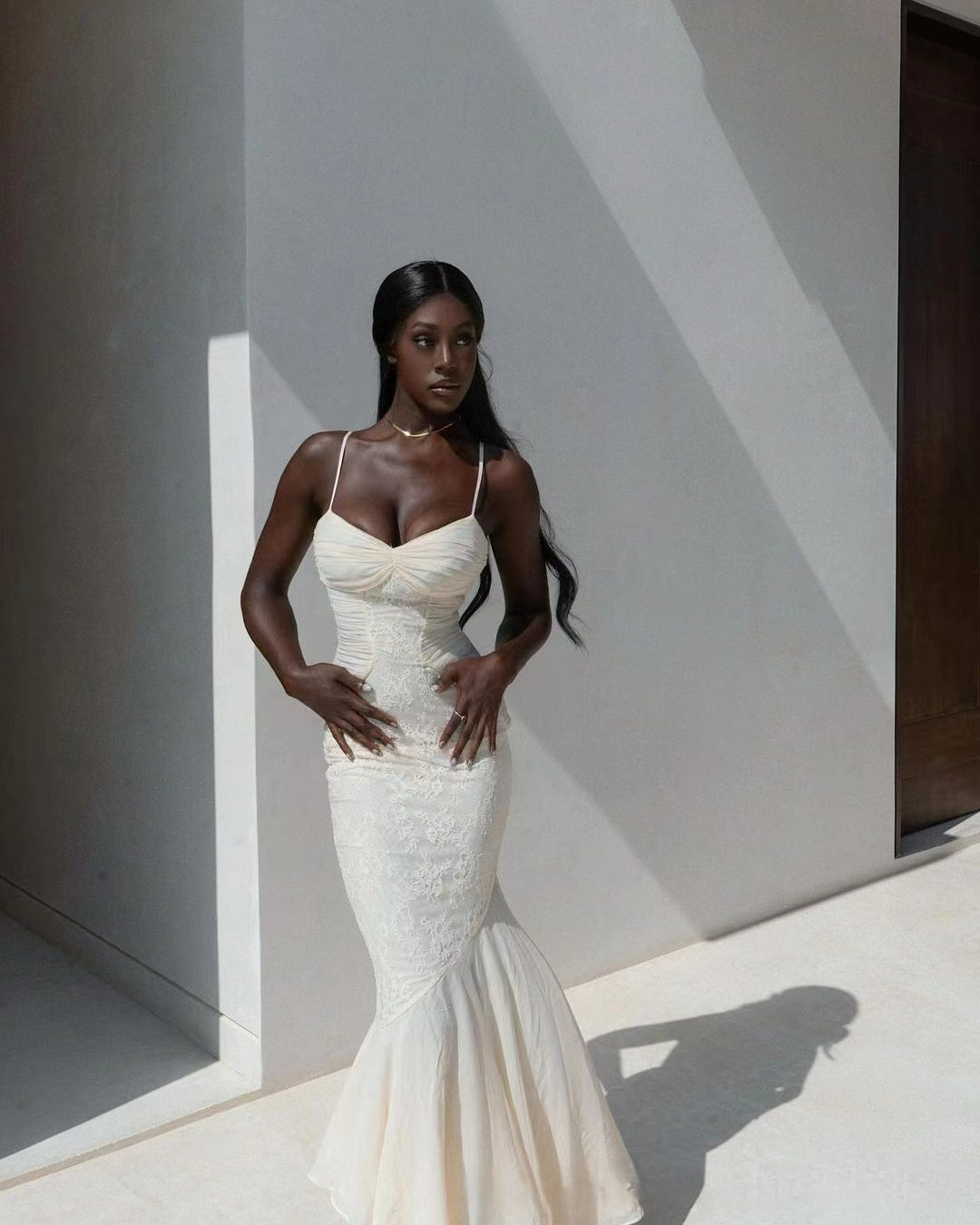 Lace Low-Cut Slip Dress