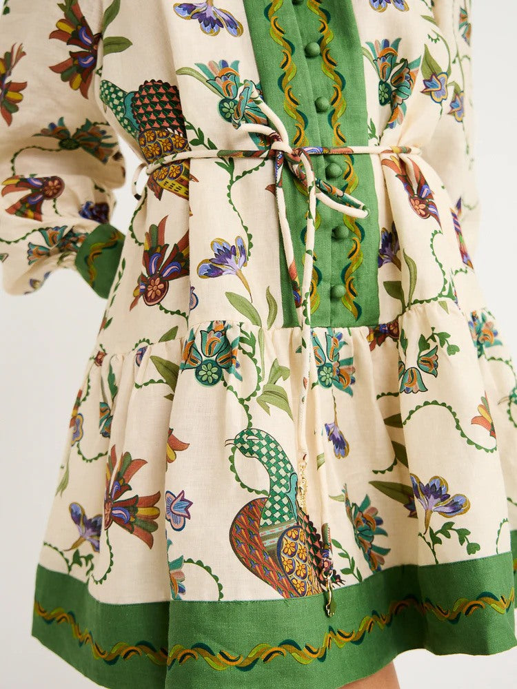 Belted Floral Mini Dress