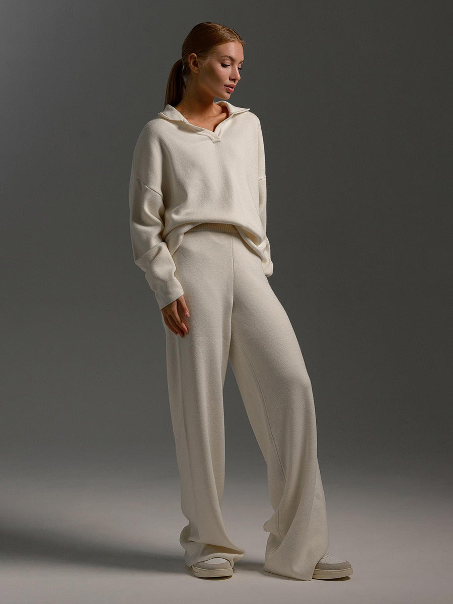 Collared Wide-Leg Lounge Set