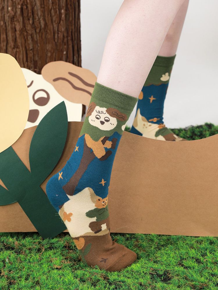 Cute Cartoon Kitty Pattern Cotton Socks