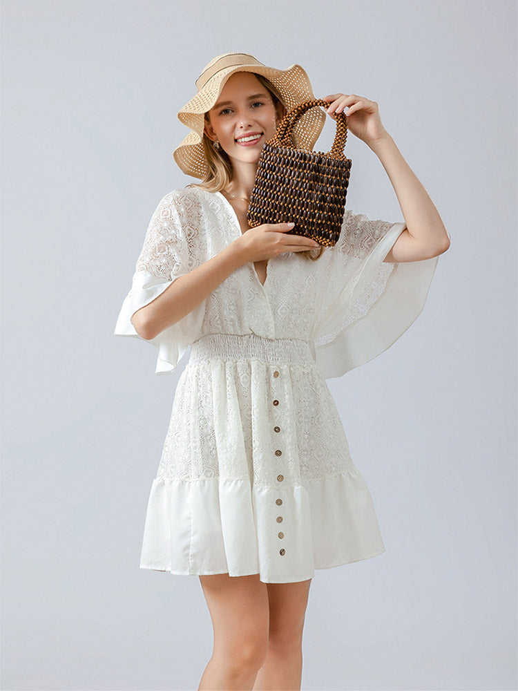 Handwoven Wooden Bead  Square Bag