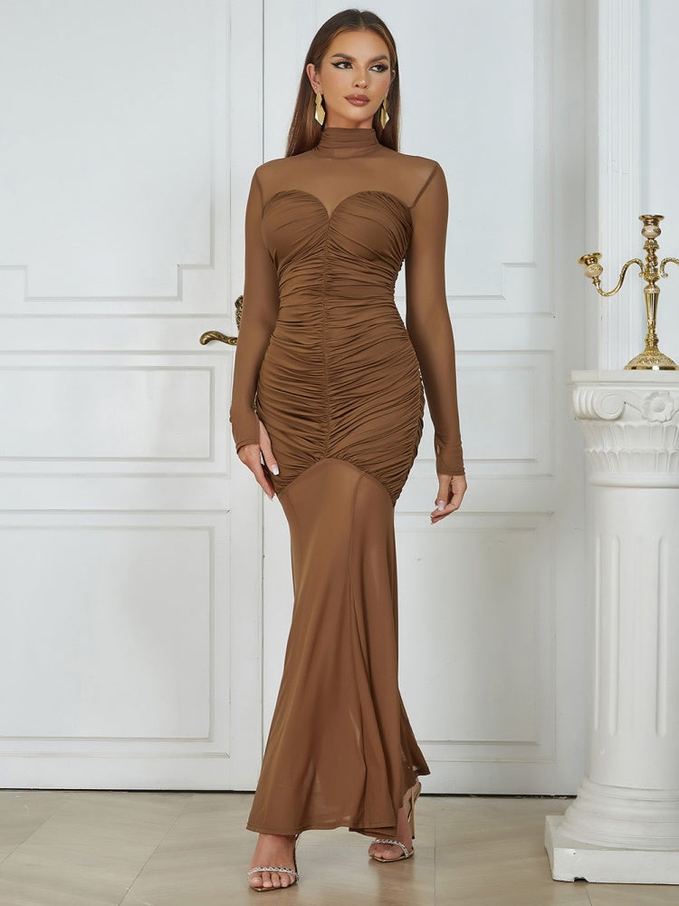 Ruched Halter Midi Dress