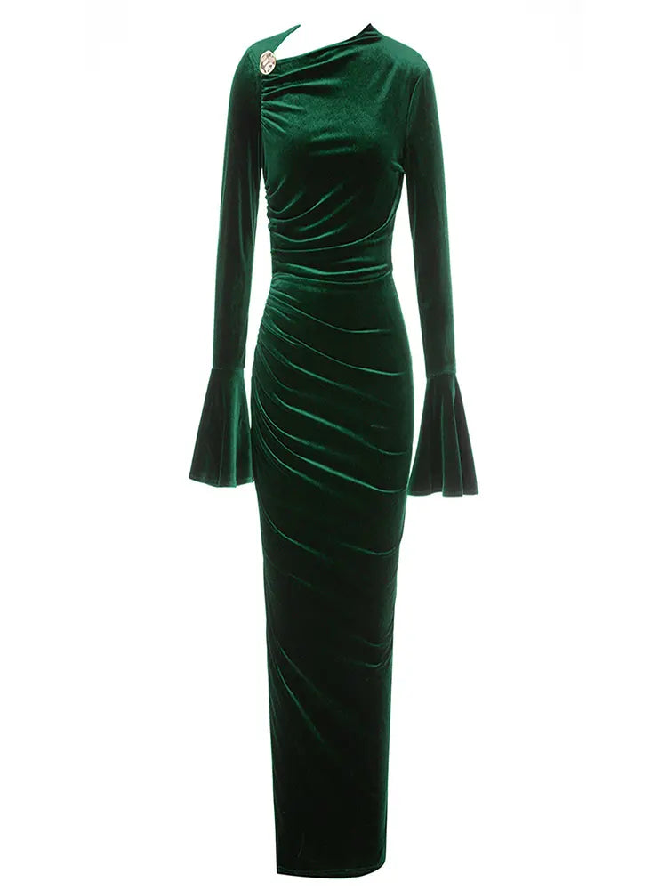 Diagonal Neckline Fitted Dress