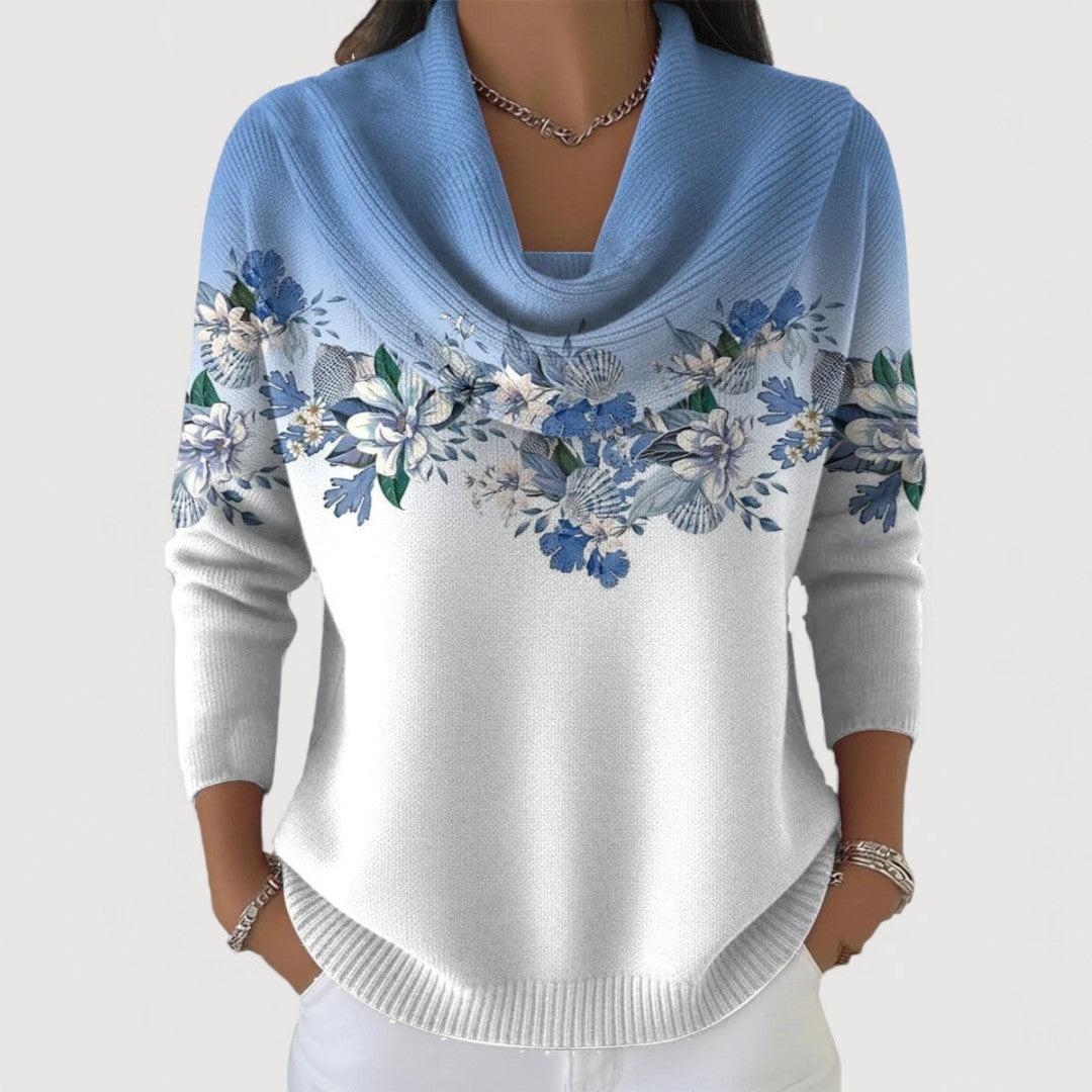 Alora | Floral Sweater with Soft Collar