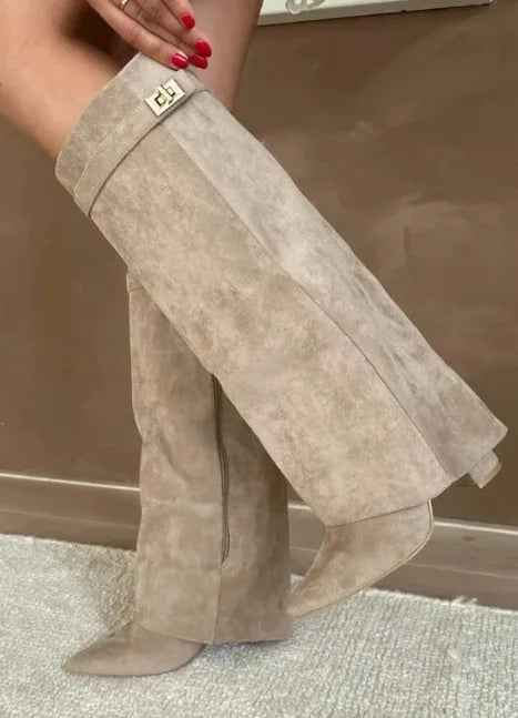 The Maya — Thigh-High Boots with Gold Buckle