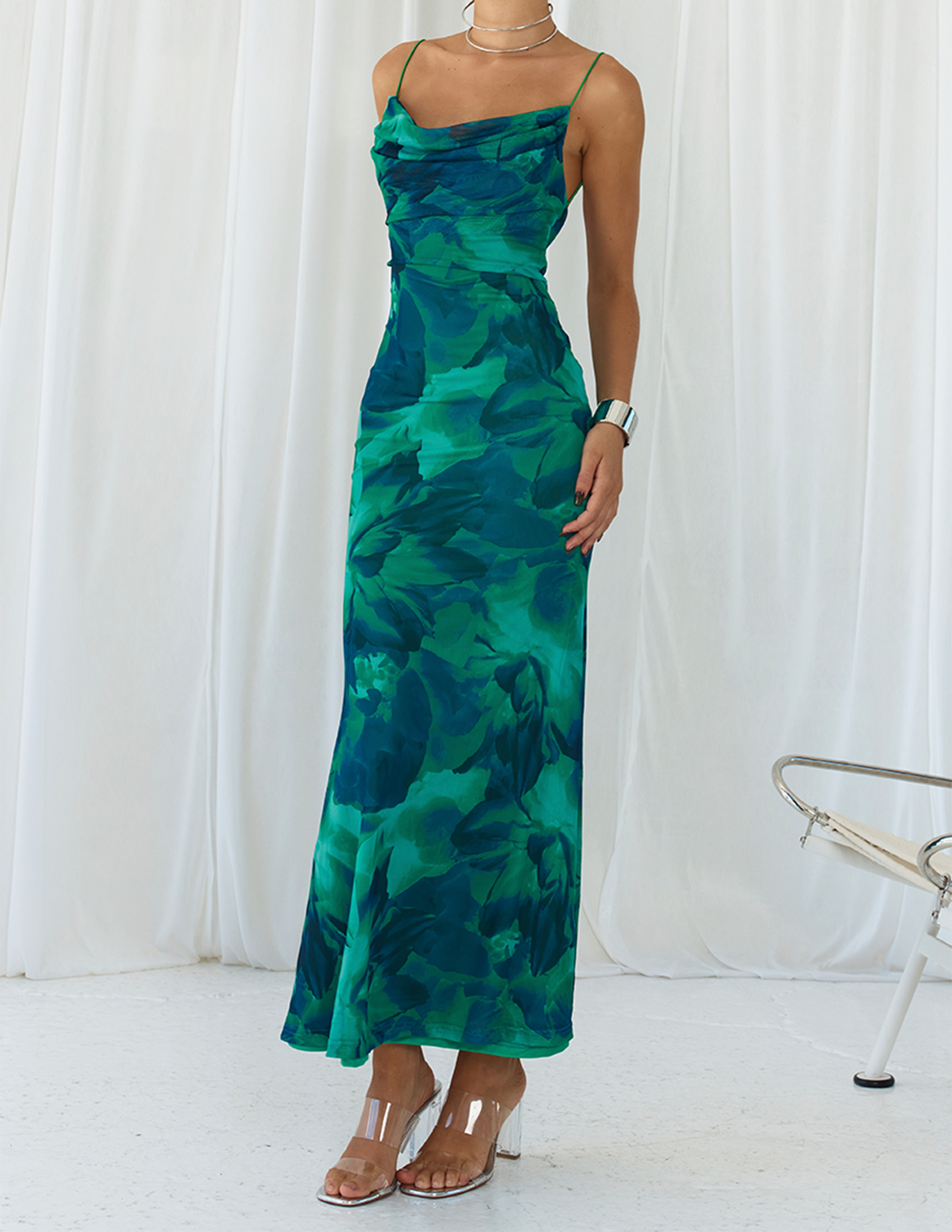 Cowl Neck Slip Maxi Dress
