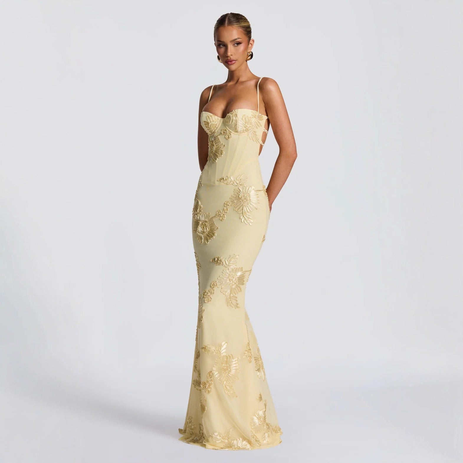 Floral Embellished Mermaid Maxi Dress