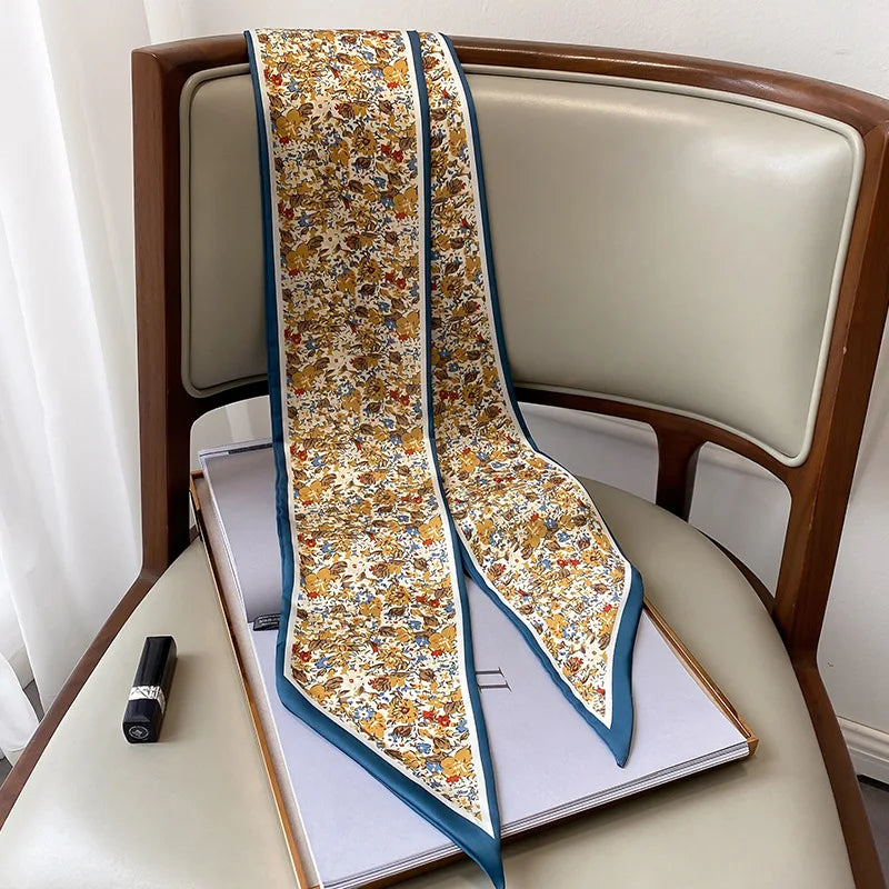 The Iris — Floral Silk-Feel Scarf