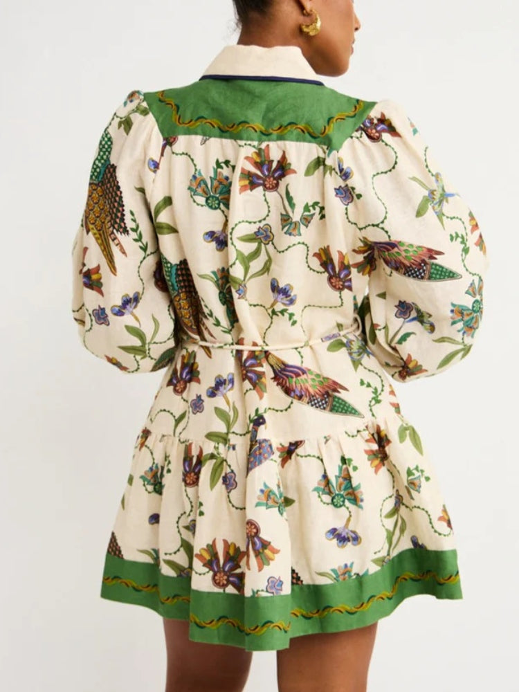 Belted Floral Mini Dress — women's mini dress, view 4 by Emyri